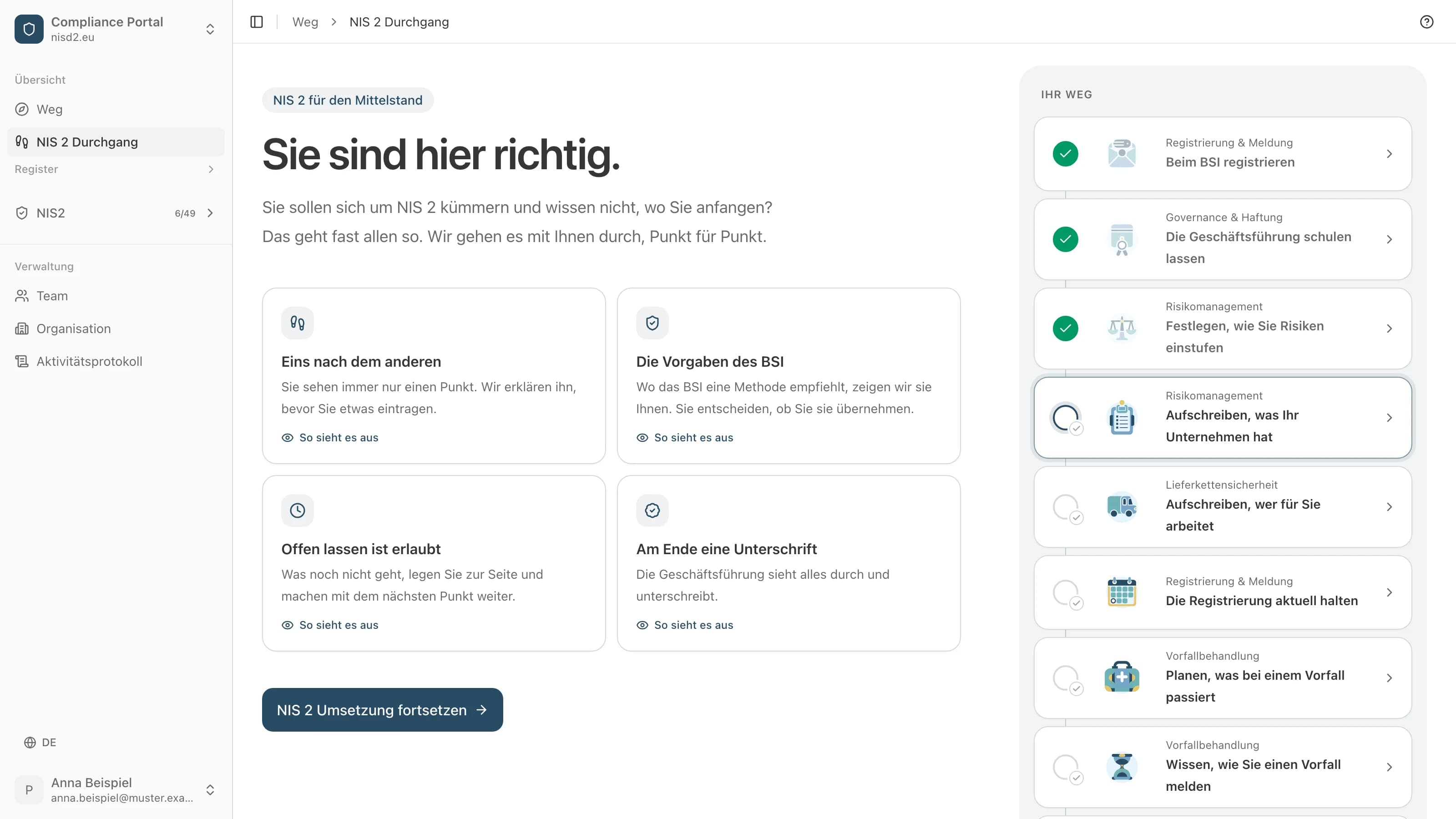 Der NIS2 Durchgang: Ihr Weg Schritt für Schritt, die ersten Punkte erledigt